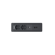 SlimFrame noir 2x2P+T + 2 USB A&C + 2 ports RJ45 non équipé avec cordon 2m